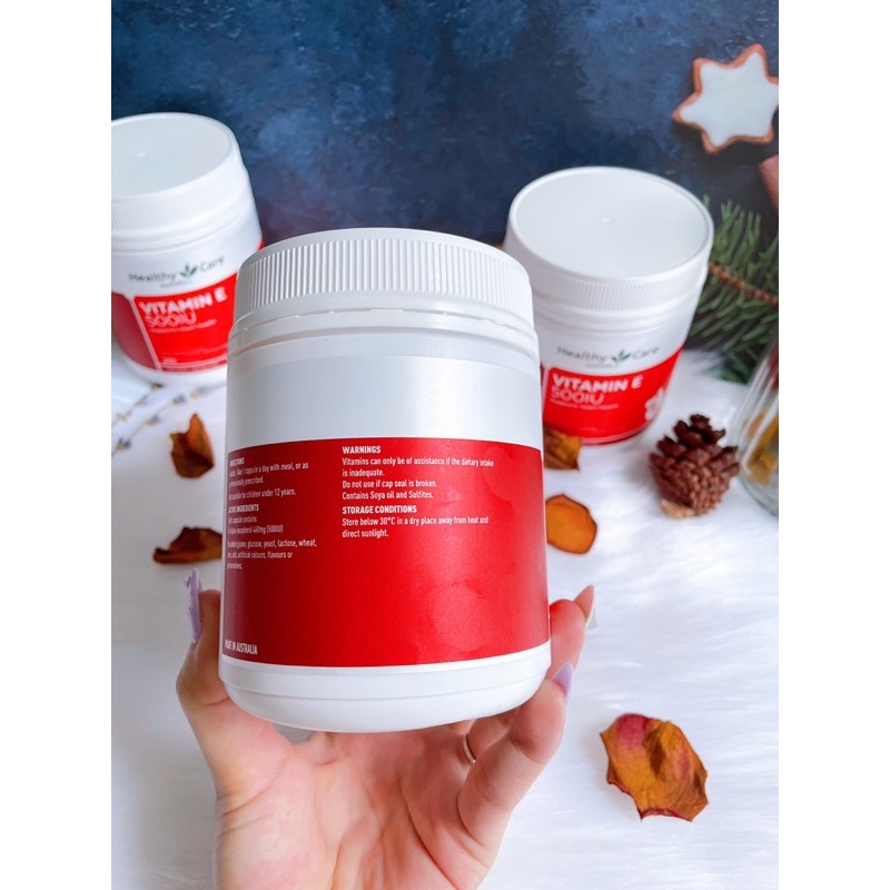 Healthy Care vitamin E [Úc] - hộp 200 viên 500IU- viên uống đẹp da, hỗ trợ sức khỏe tim mạch