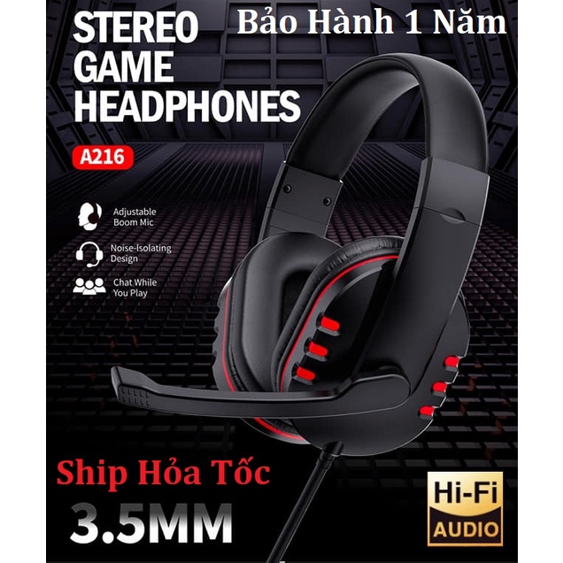 Tặng Jack Cắm Máy Tính  Tai Nghe Chụp Tai Gaming ASPOR A216, Có MIC, Hỗ Trợ PS4/XB1S/XBXS/PC/Laptop/Điện Thoại...