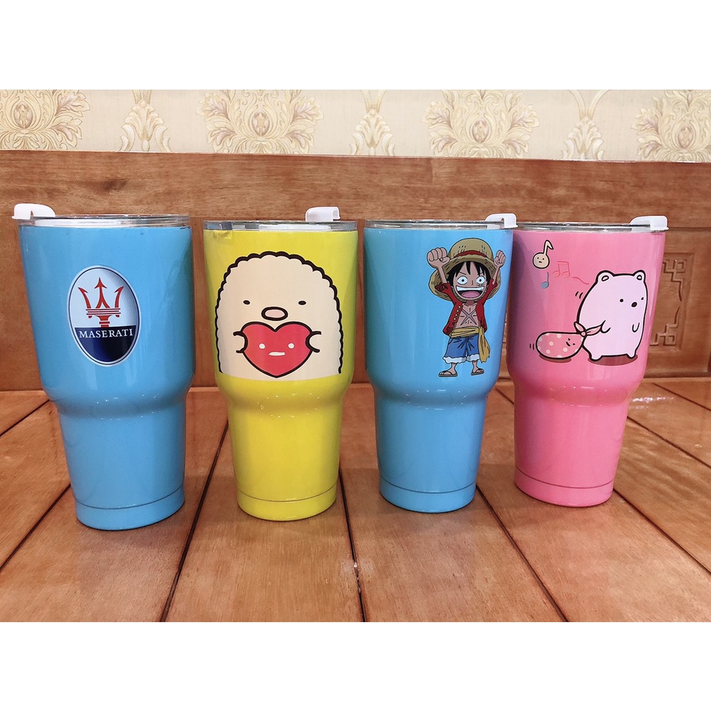Ly giữ nhiệt thái lan 900ml tặng kèm túi ống hút và  cọ rửa ly