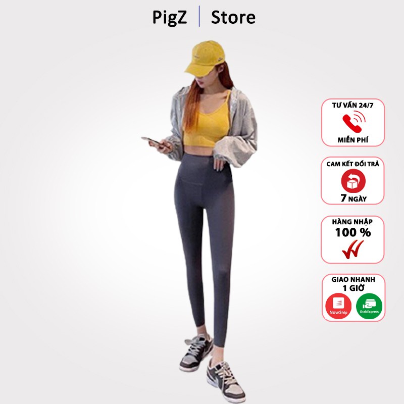 Quần Legging PigZ [HÀNG CAO CẤP] Quần legging nữ tập gym chất poly mềm mịn thoáng mát QLG05