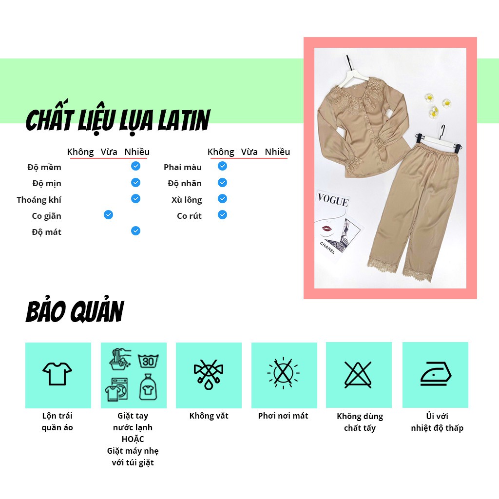 Đồ bộ tay dài SBORG pijama lụa latin cao cấp viền ren mi tiểu thư quần dài có túi freesize dưới 56kg quà tặng vợ