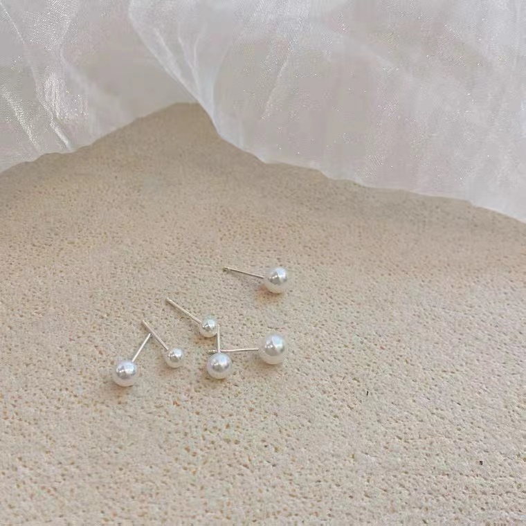 Bông Tai Mạ Bạc 925 Đính Ngọc Trai Kiểu Dáng Đơn Giản Sang Trọng