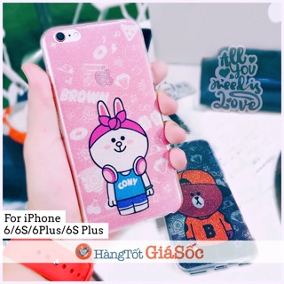 Ốp dẻo Thỏ Cony và Gấu Brown cho iPhone (Ốp lưng iphone, hangtotgiasoc)