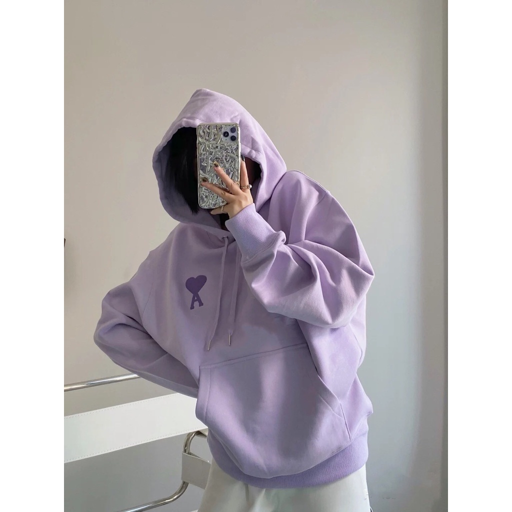 Áo hoodie zip tím pastel nữ - Áo Sweater nỉ form rộng có mũ dáng cute Hàn Quốc - HANHAN SHOP | BigBuy360 - bigbuy360.vn