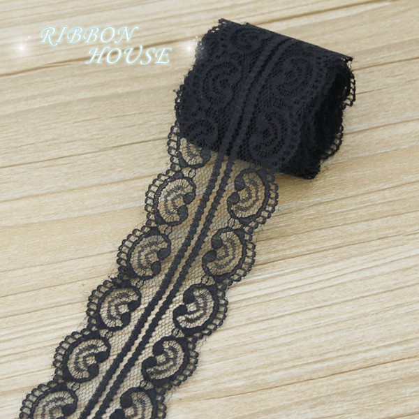 Cuộn Dây Ruy Băng 10 Yards Màu Đen Phối Ren Xinh Xắn Dùng Để Trang Trí Gói Quà