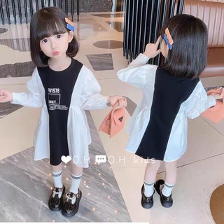 Váy cotton dài tay phối sơ mi siêu xinh