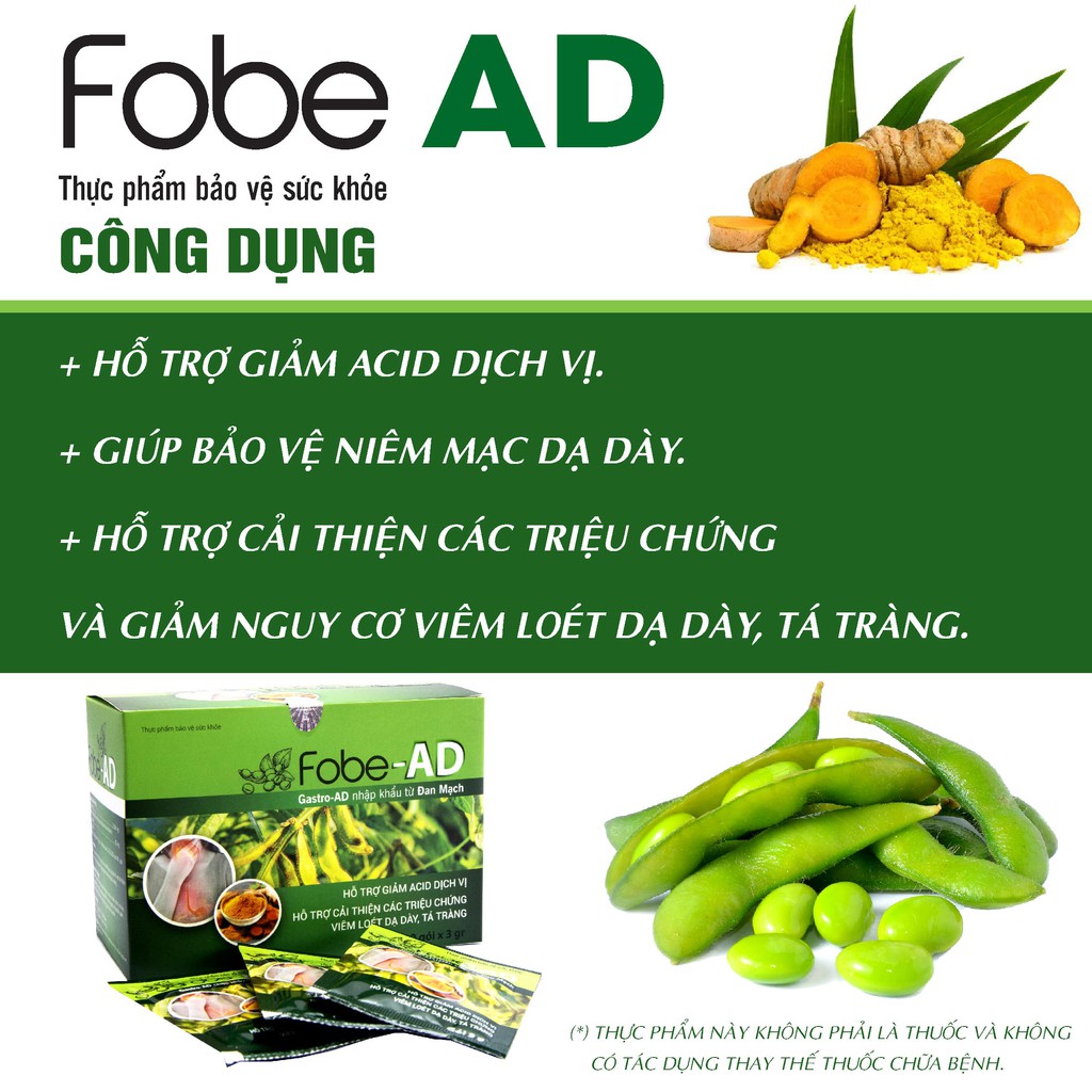 Fobe-AD giảm nhanh trào ngược dạ dày, ợ chua, ơ hơi hiệu quả- Hộp 20 gói- Đạt chuẩn GMP