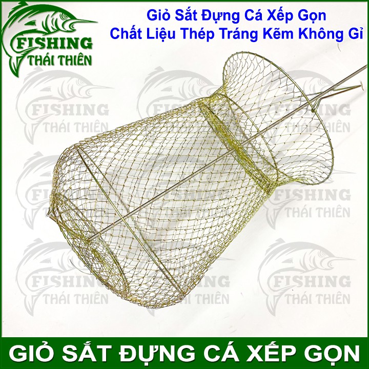 Giỏ Rọng Sắt Đựng Cá Xếp Gọn Chất Liệu Thép Tráng Kẽm Không Gỉ Sét Lưới Độ Rộng 1cm Siêu Bền