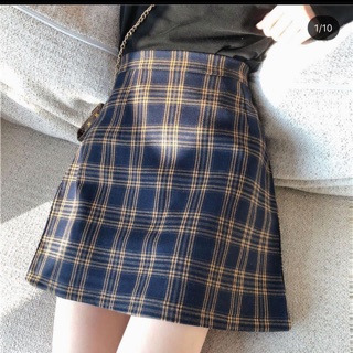 Chân váy kẻ 2 màu đen - vàng