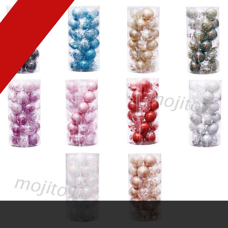 Bộ 30 quả châu bằng nhựa trong suốt kích thước 6cm chuyên dụng trang trí cây thông Noel