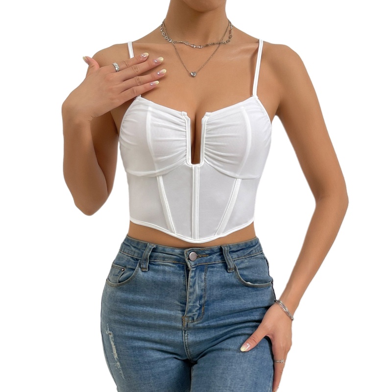 Áo Lưới Lửng Hai Dây Cổ Chữ V Khoét Sâu Gợi Cảm Cho Nữ