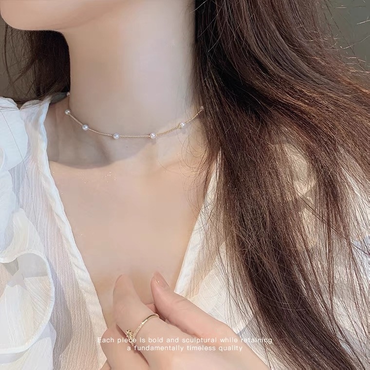 Vòng cổ Đính Ngọc Trai Phong Cách Hàn Quốc
