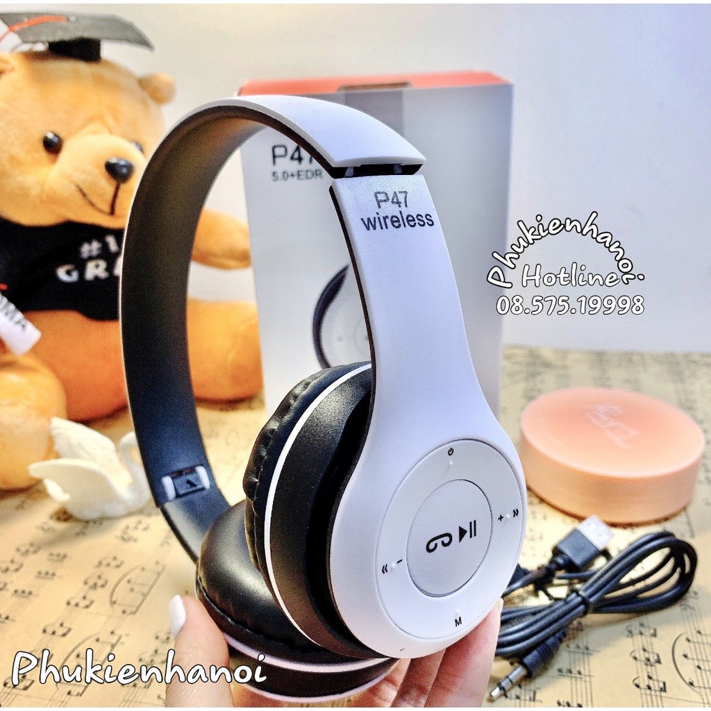 Tai Nghe Chụp P47 Wireless , Bass chân thực , Thiết kế gấp gọn tiện lợi
