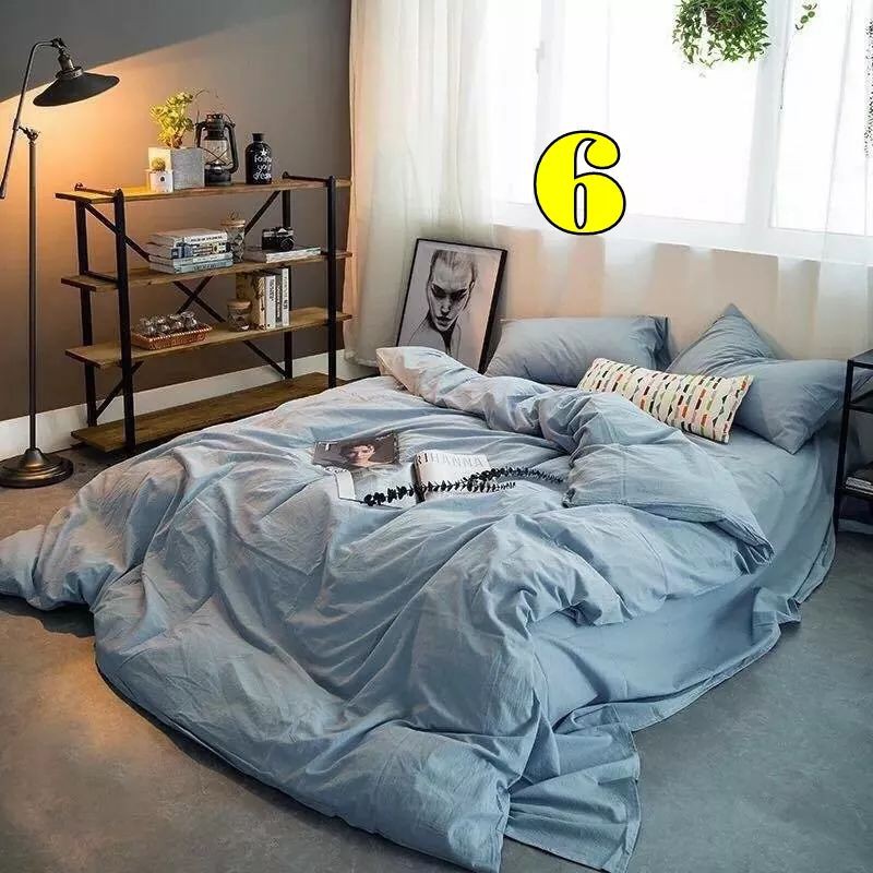 Các bộ chăn ga gối ga giường cotton đũi trơn màu trơn vintage  - Ngân Khánh Bedding drap giường