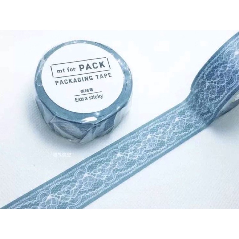 (Chiết) Băng dính washi tape hoạ tiết trắng xanh