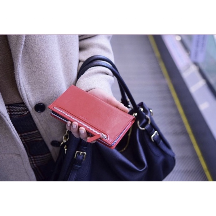 Leather Wallet Case for galaxy Z Fold 2 3 4  s22 ultra plus - 6 Colors / Card holder Zipper Diary wine red brown navy black pink Korea fold3 fold2 fold4