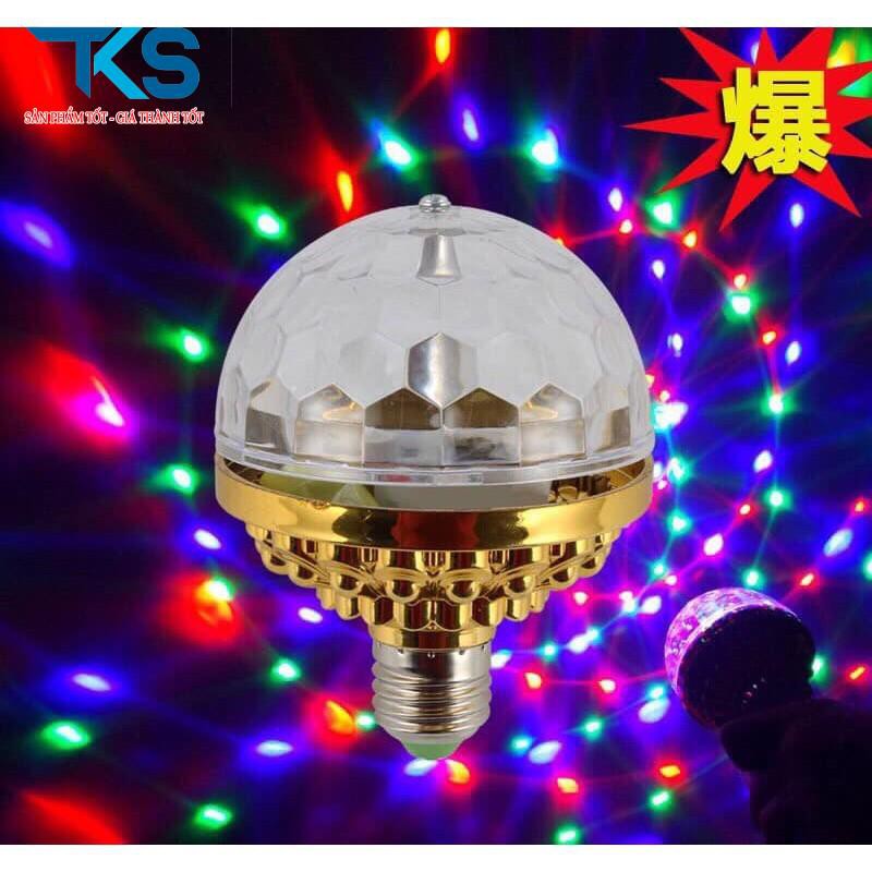 Đèn led xoay 7 màu nhiều hiệu ứng tia chớp nhấp nháy, đổi màu, an toàn khi sử dụng có đui đi kèm