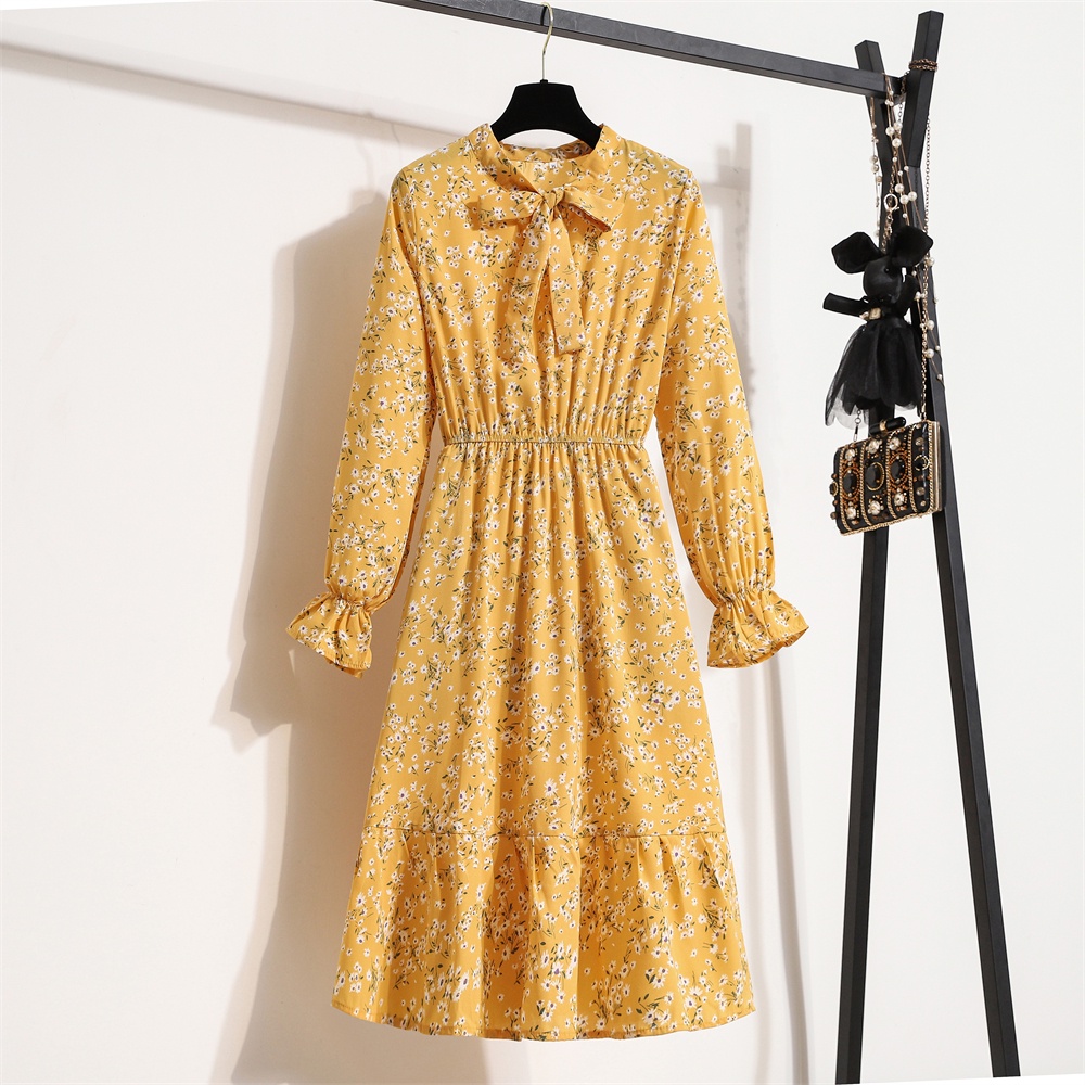 Đầm Midi Chữ A Eo Cao Tay Dài In Họa Tiết Hoa Thời Trang Mùa Hè 4 Phong Cách Mới Cho Nữ