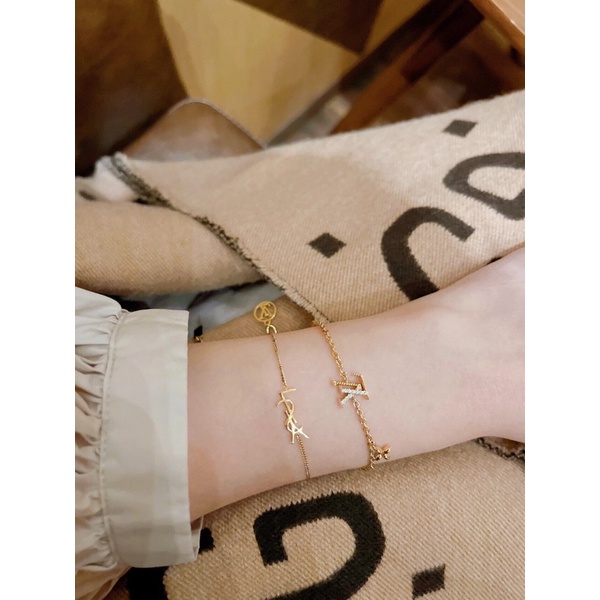 Vòng tay dây chuyền logo chữ LV Louis Vuitton bạc 925 cao cấp lắc tay nữ siêu xinh