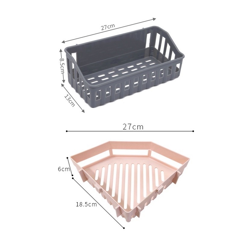 1 Kệ Đựng Đồ Gắn Góc Tường Không Khoan Không Cần Đục Lỗ Sắp Xếp Gọn Gàng Cho Nhà Bếp Nhà Tắm