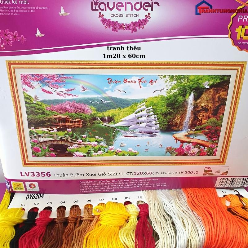 Tranh thêu chữ thập thuận buồm xuôi gió 1m x 55cm - 1m20 x 60cm - 1m45 x 70cm