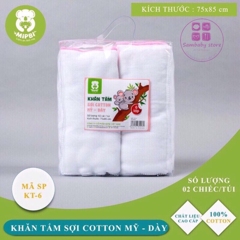 SET 2 KHĂN TẮM SỢI COTTON MỸ DÀY 75*85 MIPBI