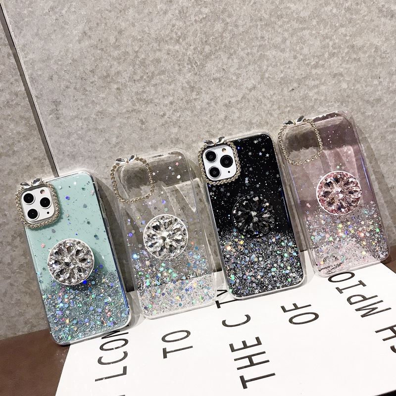 Ôp Điện Thoại Silicon Dẻo Đính Kim Cương Kèm Giá Đỡ Cho iphone 15 12 13 pro max 12 iphone x xr xs 11 pro max 6s 7 8 plus iphone se 2020 Ốp
