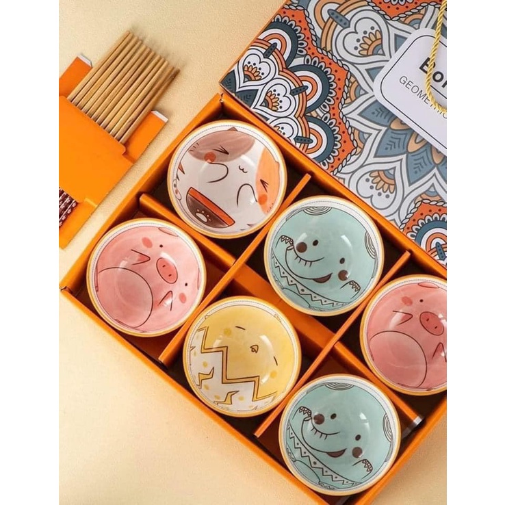 🥣 SET 6 BÁT HÌNH THÚ CUTIE KÈM ĐŨA 🥣