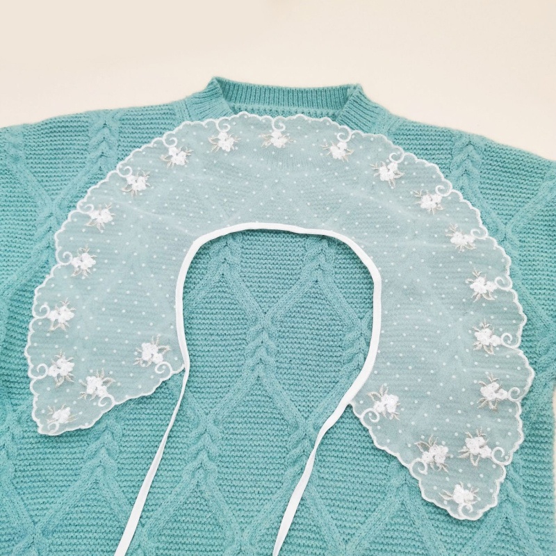 Cổ Áo Rời Phối Ren Màu Trắng Thời Trang Cho Nữ