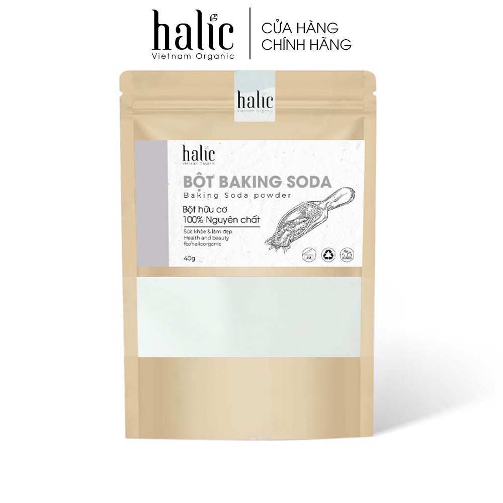 Bột Baking Soda trắng răng Halic Organic 40G dùng đánh răng trắng, loại bỏ vết ố vàng, khử mùi hôi miệng