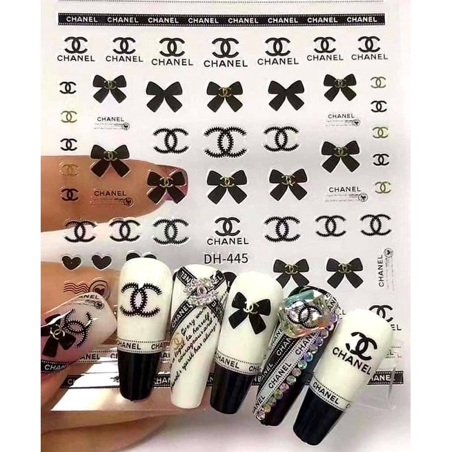 Sticker dán móng nail thương hiệu-Sticker Nơ chaneo