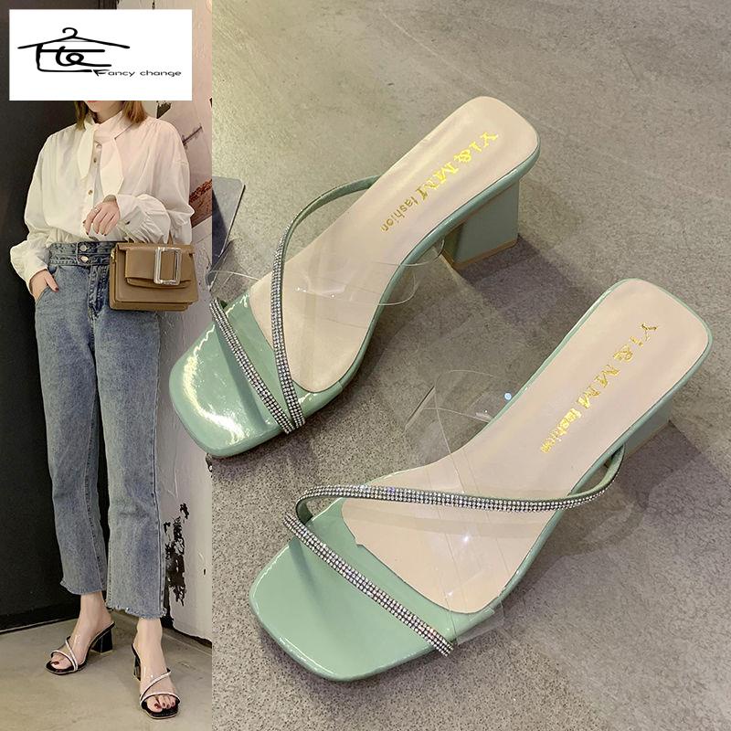 Dép Sandal Đế Dày Hở Ngón Mũi Vuông Phong Cách Hàn Quốc Thời Trang Mùa Hè Hàng Mới 2022 Dành Cho Nữ