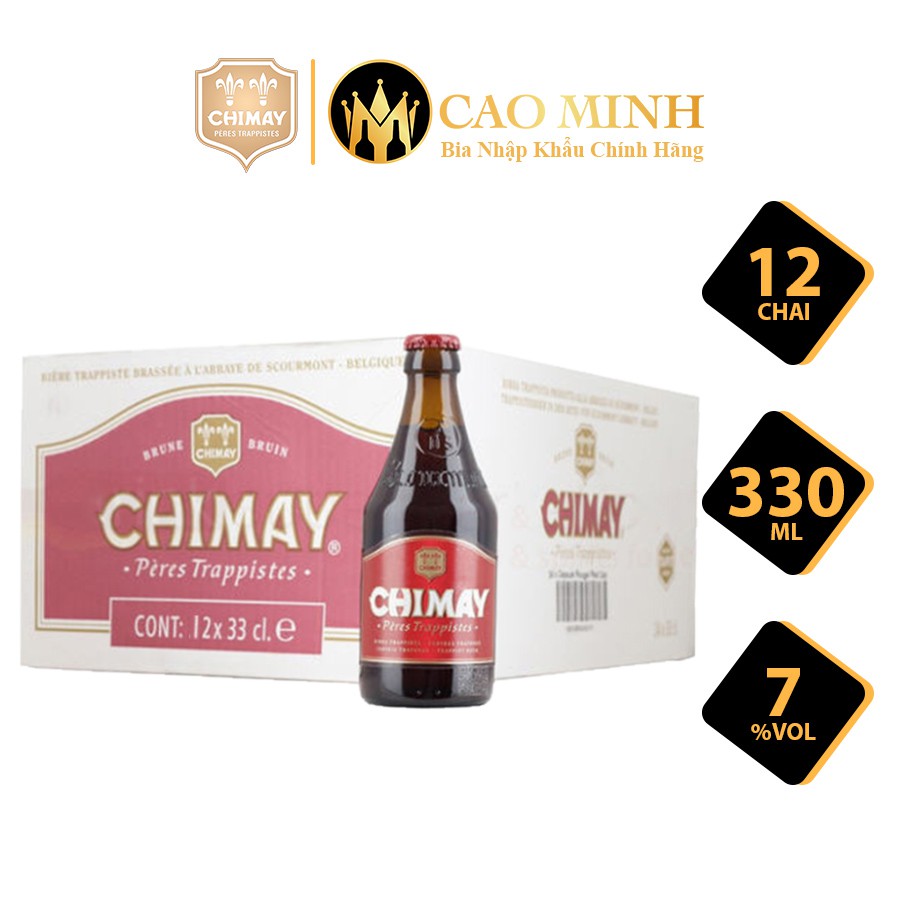 Bia Chimay Đỏ 7% Thùng 12 Chai 330ml Nhập Khẩu Bỉ