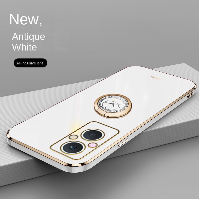 Ốp Điện Thoại TPU Mềm Mạ Viền Vuông Có Vòng Nhẫn Kim Loại Sang Trọng Cho OPPO Reno 8Z Reno8Z 5G Reno8Z