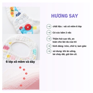 Yếm xô organic 6 lớp cho bé có cúc bấm họa tiết xinh yêu