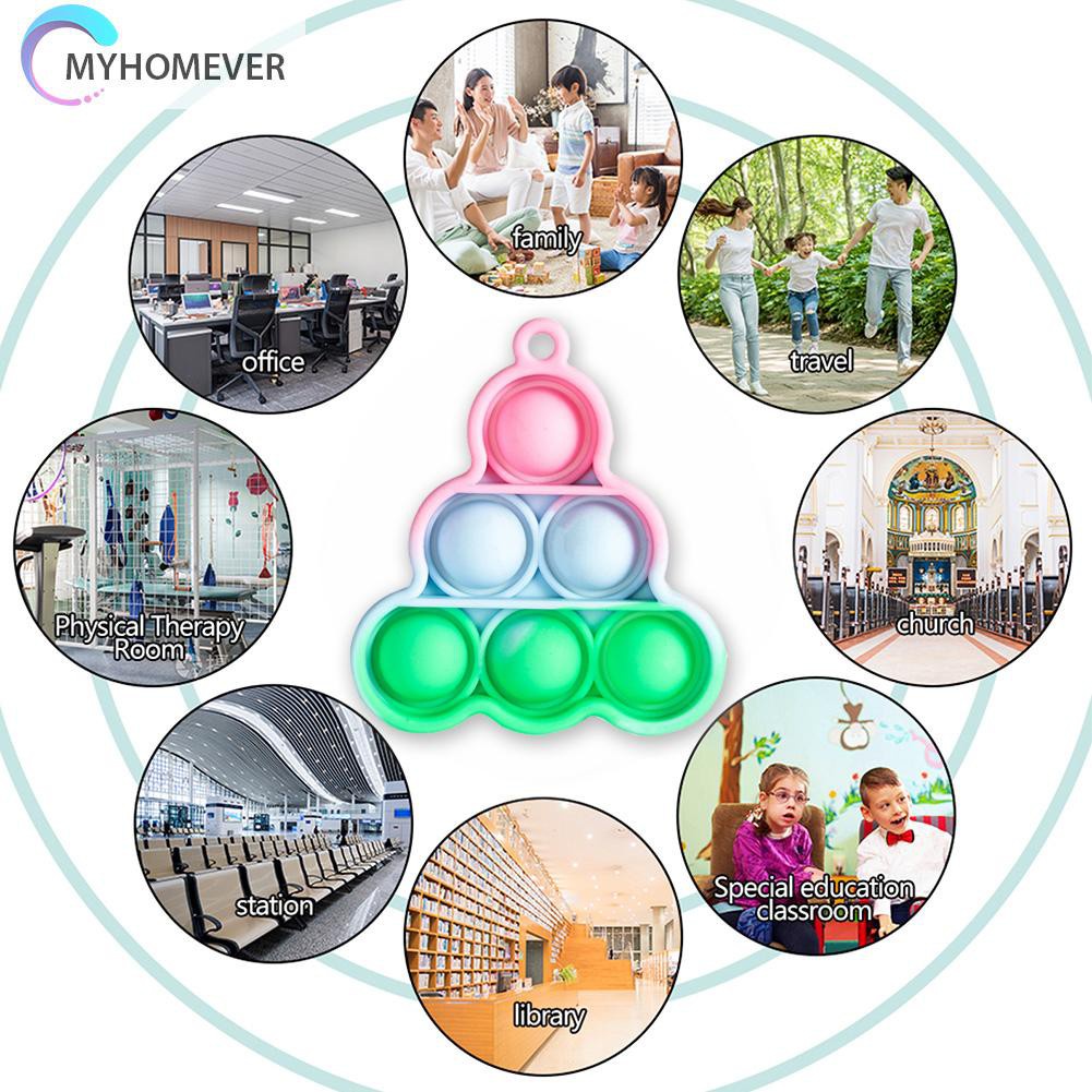 Pop It Fidget Đồ chơi Tie Dye Colorful Push Bubble Sensory Autism Anti Stress Silicone Keychain