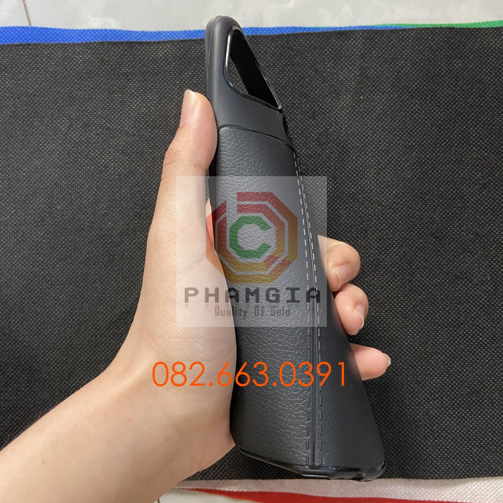Ốp lưng Realme C12 dẻo đen giả da auto