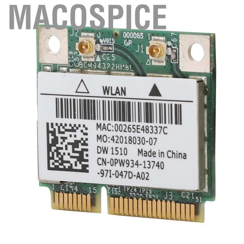 Macospice For DELL DW1510 Wireless WLAN Half-Mini PCI-E WIFI Card BCM94322HM8L 2.4G/5G GS