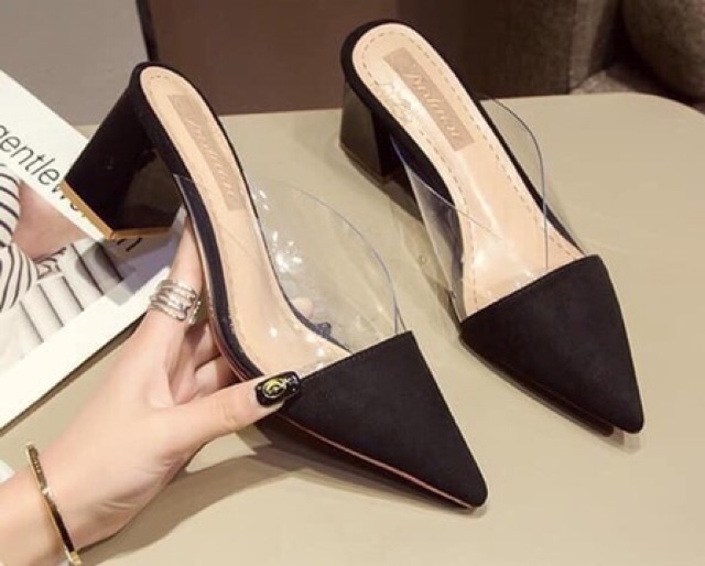 [Mã FASHION1111B hoàn 10% tối đa 100K xu đơn 250K] (HÀNG SẴN) SỤC QUAI TRONG - DA LỘN PHỐI MICA - MŨI NHỌN - ĐẾ TRỤ 6CM | BigBuy360 - bigbuy360.vn