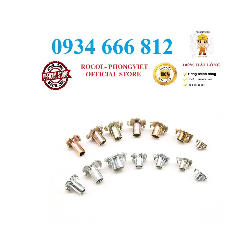 Combo 50c chấu gỗ thép mạ M6x10