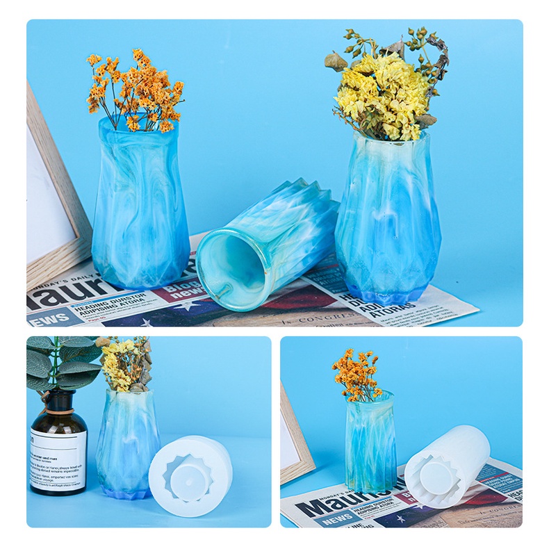 Khuôn Silicone Làm Bình Hoa Epoxy Resin DIY Khuôn Epoxy Bình gương Silicone Khuôn Epoxy Bình lưu trữ nhựa Epoxy Bình cắm hoa DIY