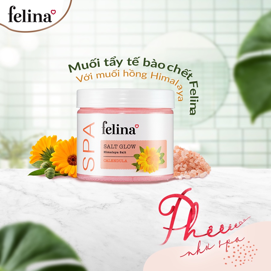 Combo 3 hộp muối tắm tẩy tế bào chết Felina Home Spa 500g/hộp - Muối hồng Himalaya thanh khiết