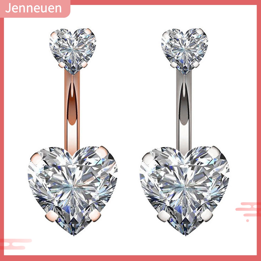 Khuyên Rốn Hình Trái Tim Đôi Đính Đá Zircon Thời Trang Cho Nữ