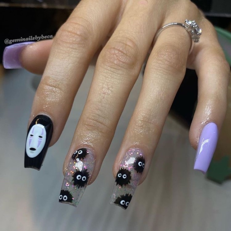 Nailbox - Bộ 10 móng giả, móng úp mẫu hoạt hình Vô Diện siêu dễ thương