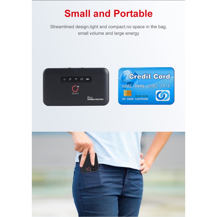 Thiết bị Wifi 4G Olax MF6875 cat 4, tốc độ 300Mbps. Pin lên đến 12 giờ, có cổng lan, nhỏ gọn mang theo người