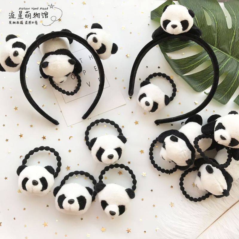 Dây buộc tóc/ Băng đô mặt hình gấu trúc nhồi bông dễ thương