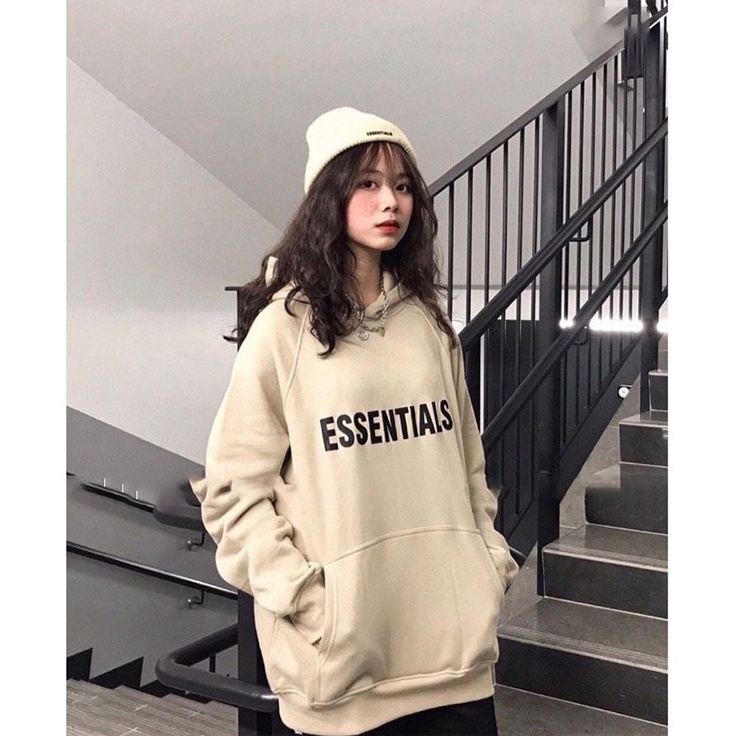 FREESHIP ÁO NỈ HOODIE ESSENTIALS,NỈ BÔNG COTTON 100% MỀM MẠI DÀY DẶN,ÁO NỈ BÔNG UNISEX,FREESIZE DƯỚI 65kg