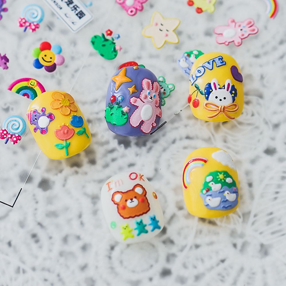[Hàng mới về] Miếng dán móng trang trí kiểu dáng hoạt hình nhiều màu sắc dễ thương phong cách nhật bản diy