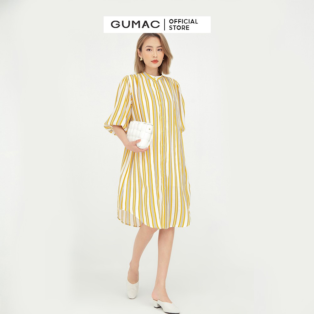 [Mã MABR07062 giảm 8% tối đa 50K đơn từ 249K] Đầm sơ mi nữ phối phụ kiện GUMAC dáng suông năng động, vintage DB594 | BigBuy360 - bigbuy360.vn