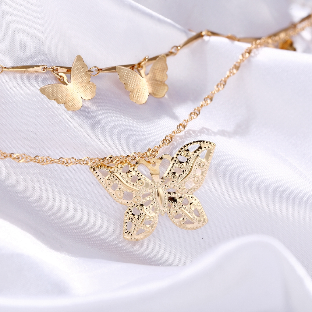 Dây Chuyền Nhiều Lớp Mặt Hình Mặt Trăng Khắc Chữ Cá Tính Cho Nữ